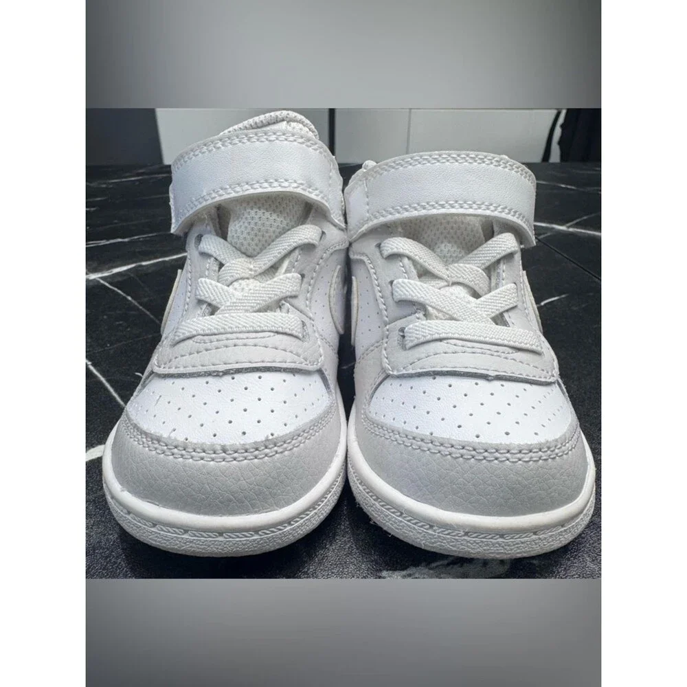 Nike Kids High Top Sneakers White Gray Toddler 6C BNWOB Hook Loop